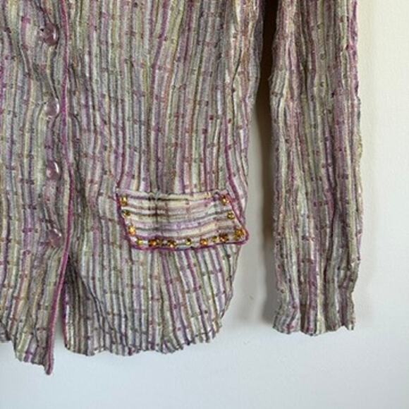 Women's SMALL Beaded Embellished Blazer Button Up Long Sleeve Glam Recency - Picture 6 of 12